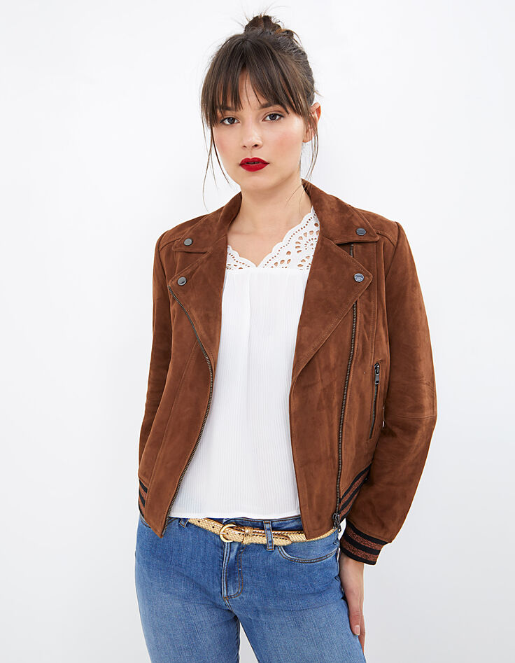 I.Code cognac suede biker-style jacket-4 I.Code cognac suede biker-style jacket-4