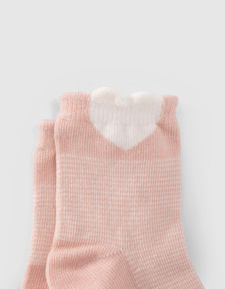 Chaussettes écrues et roses bébé fille-3 Chaussettes écrues et roses bébé fille-3