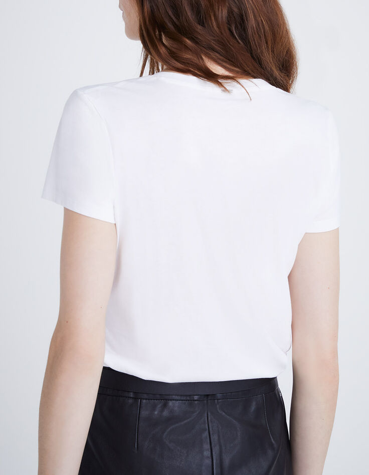 Gebroken wit T-shirt opdruk doodshoofd Dames-2