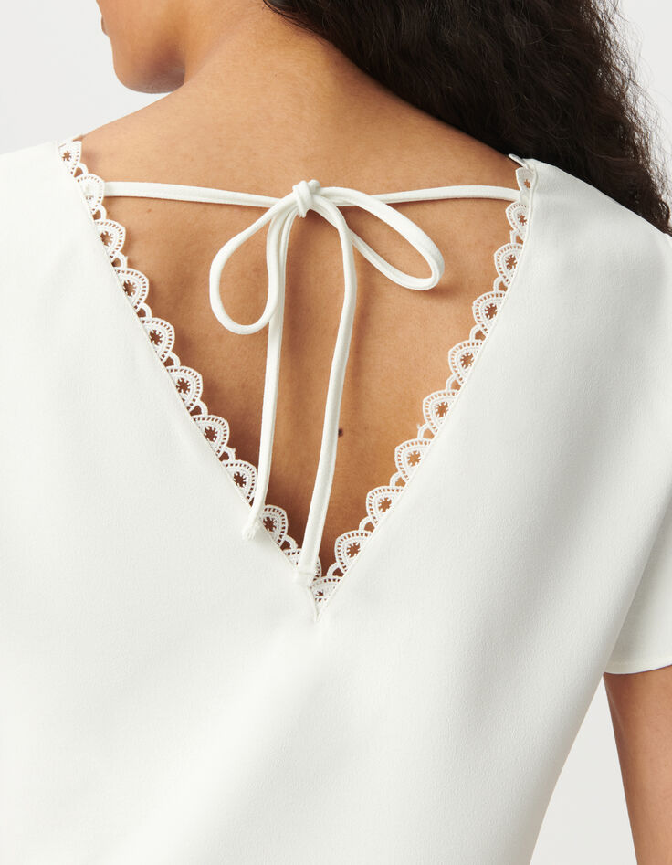 Ecru Lace-Trimmed Top-4