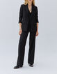 Women’s black high-waist wide-leg pinstripe trousers-6