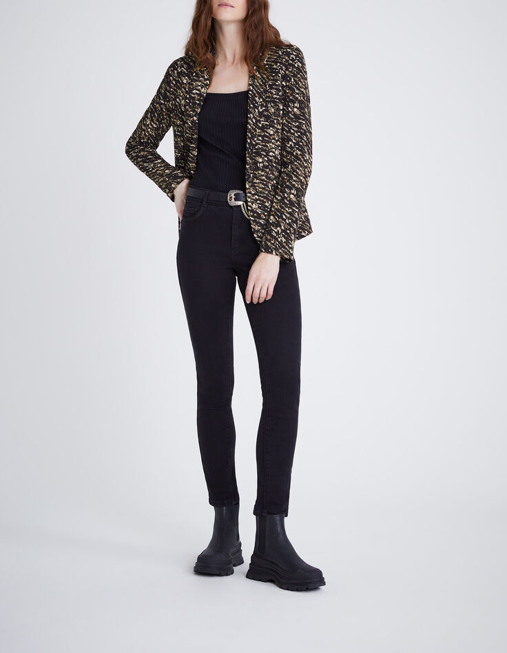 Women’s black fusain print suit jacket-2