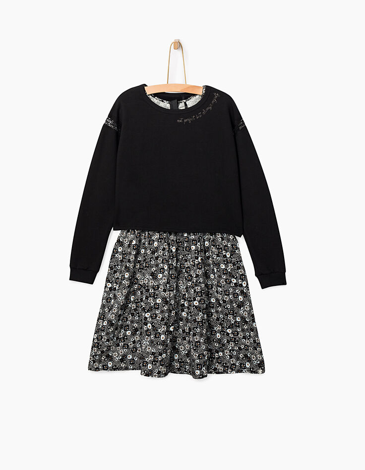 Zwarte 2-in-1-jurk meisjes-2