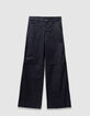 Rechte zwarte gecoate jeans meisjes-3