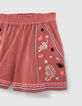 Short terracotta brod&eacute; fille-4