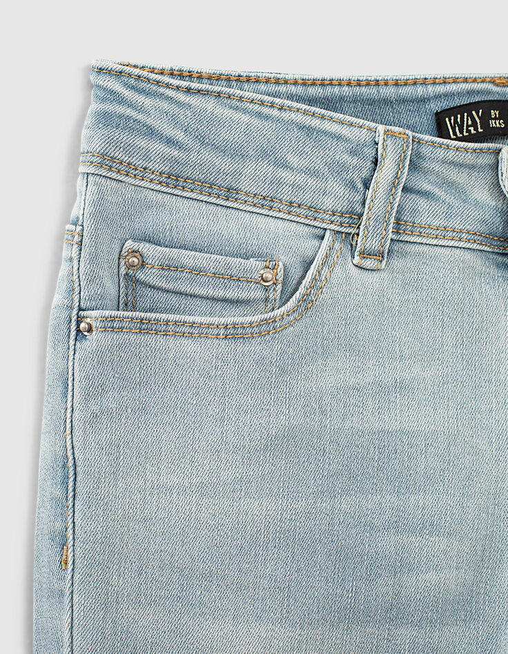 Bleach Blue Skinny-Mädchenjeans mit Fransenabschluss-6