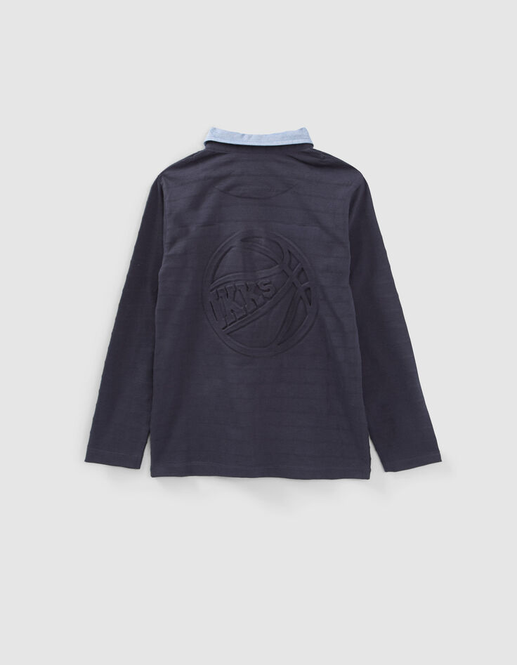 Marine polo hemdkraag en reli&euml;fopdruk rug jongens-3