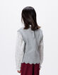 Girls’ grey knit sweater with embroidered poplin sleeves-4