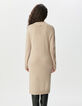 Robe pull beige tricot torsades placées Femme-3 Robe pull beige tricot torsades placées Femme-3