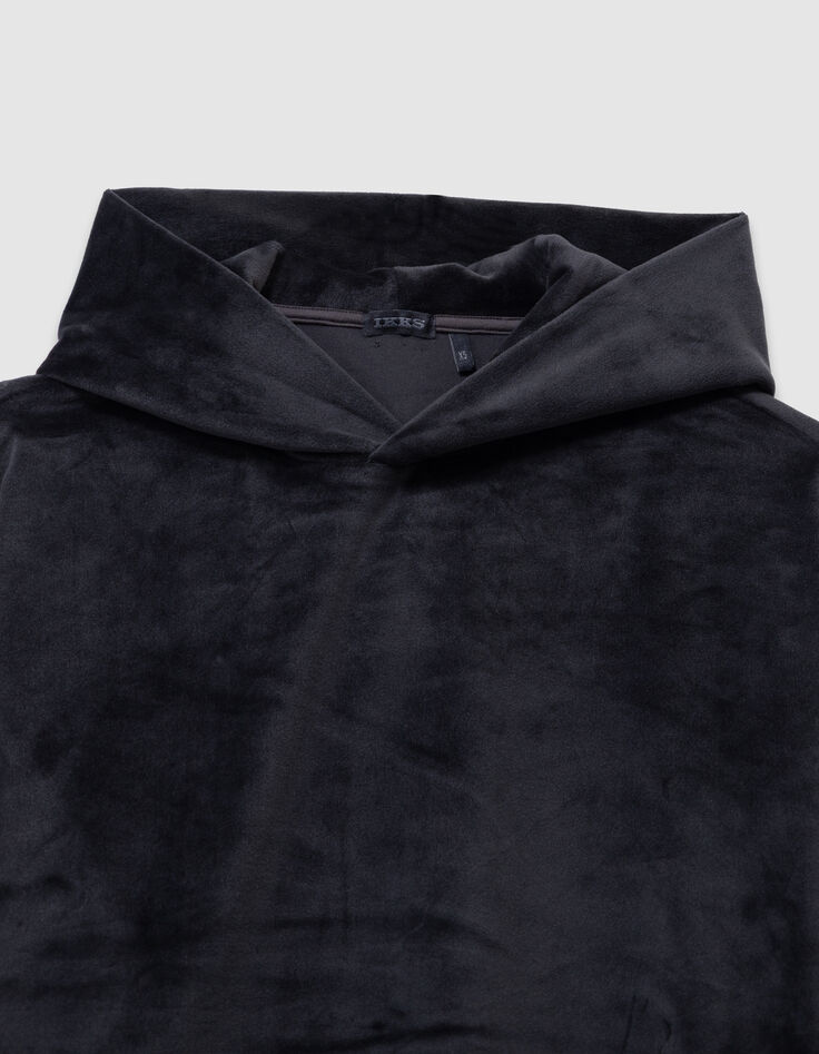 Grijze hoodie velourstricot meisjes-2