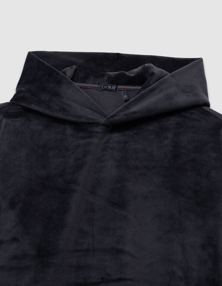 Grijze hoodie velourstricot meisjes-2 Grijze hoodie velourstricot meisjes-2