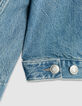 Blaue Jeansjacke mit Plissee-Detail Herren-9