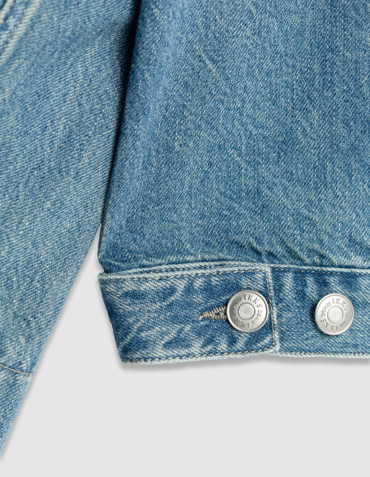 Blaue Jeansjacke mit Plissee-Detail Herren-9