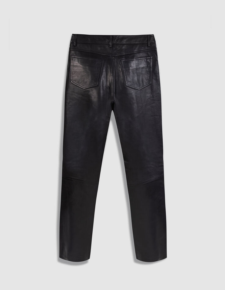 Women&rsquo;s black leather jean-cut trousers-9