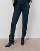 Pantalón recto punto milano caviar azul marino mujer-2