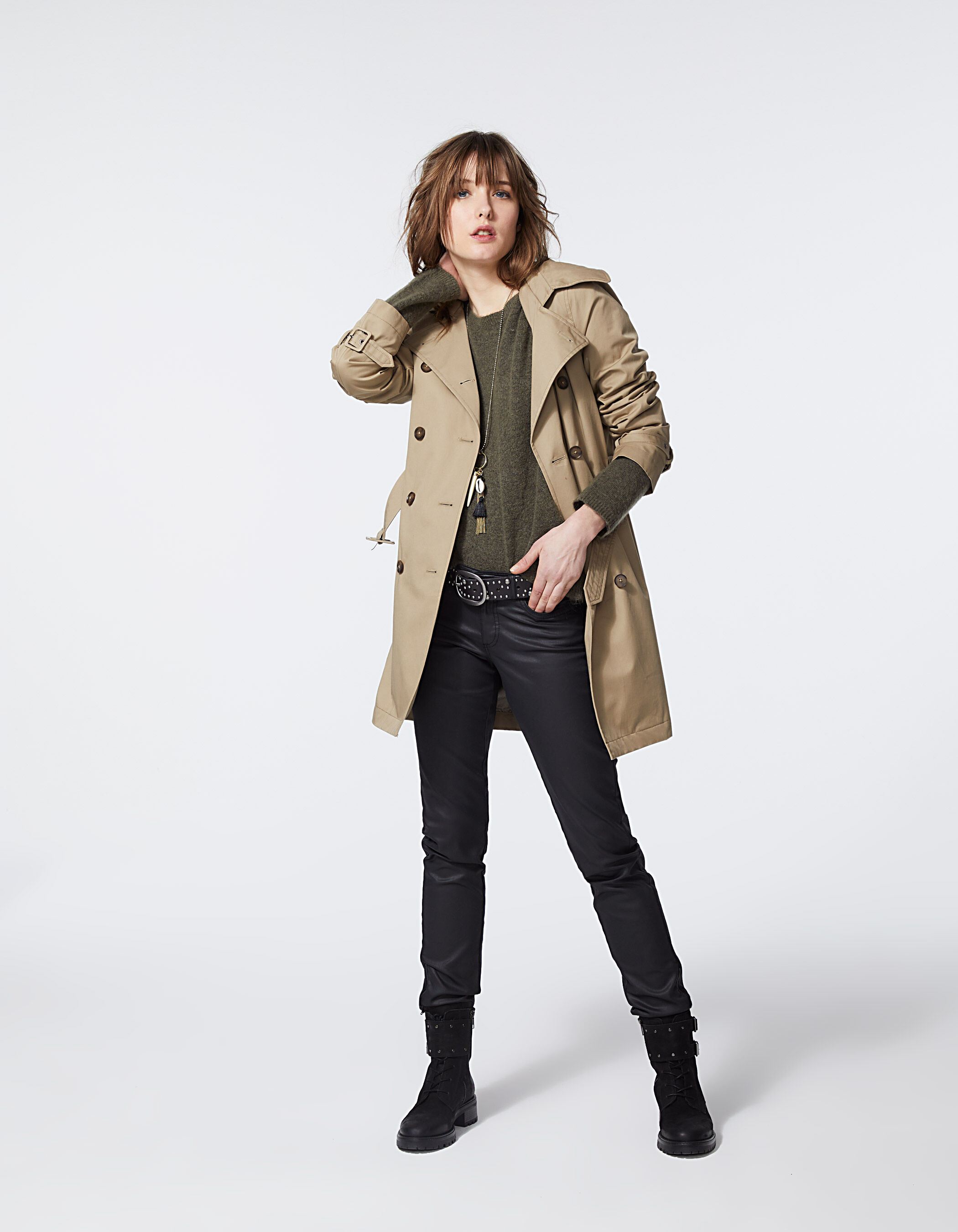 Pull kaki apport mohair clairs fantaisies femme