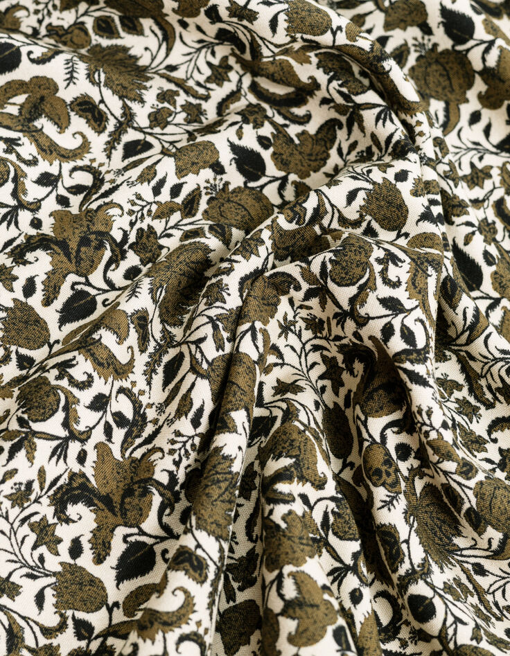 Men&rsquo;s khaki SLIM shirt with floral skull print-7