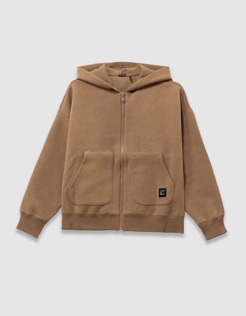 Sudadera capucha cremallera camel relieve espalda ni&ntilde;o - IKKS