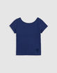 T-shirt bleu décolleté dos fille-2