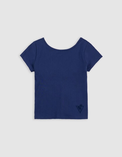 Blaues M&auml;dchen-T-Shirt mit R&uuml;ckenausschnitt - IKKS