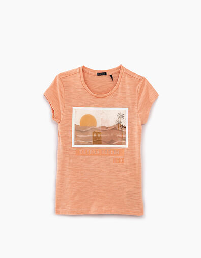 Girls' pale pink desert graphic T-shirt - IKKS