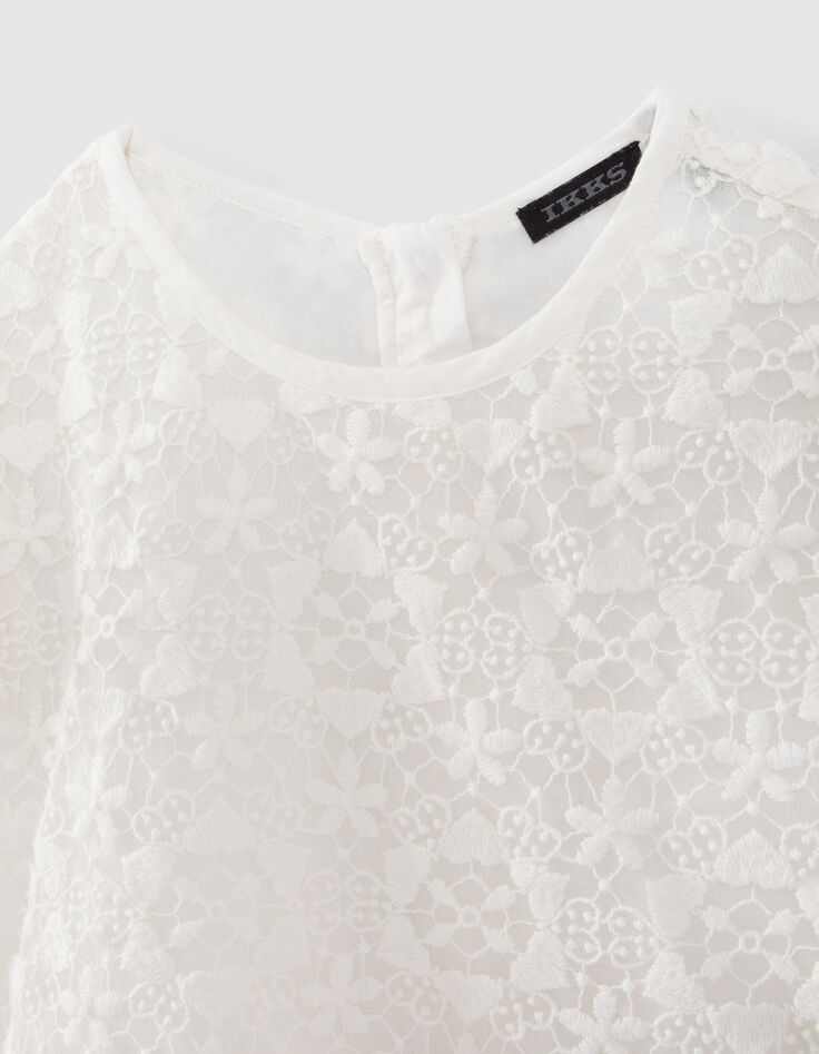 Gebroken witte blouse kant geborduurd meisjes-2