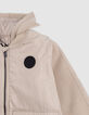 Chaqueta beige de dos capas con capucha para niño-4
