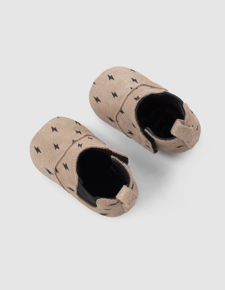 Goldfarbene Lederschühchen mit Blitzen für Babymädchen-6