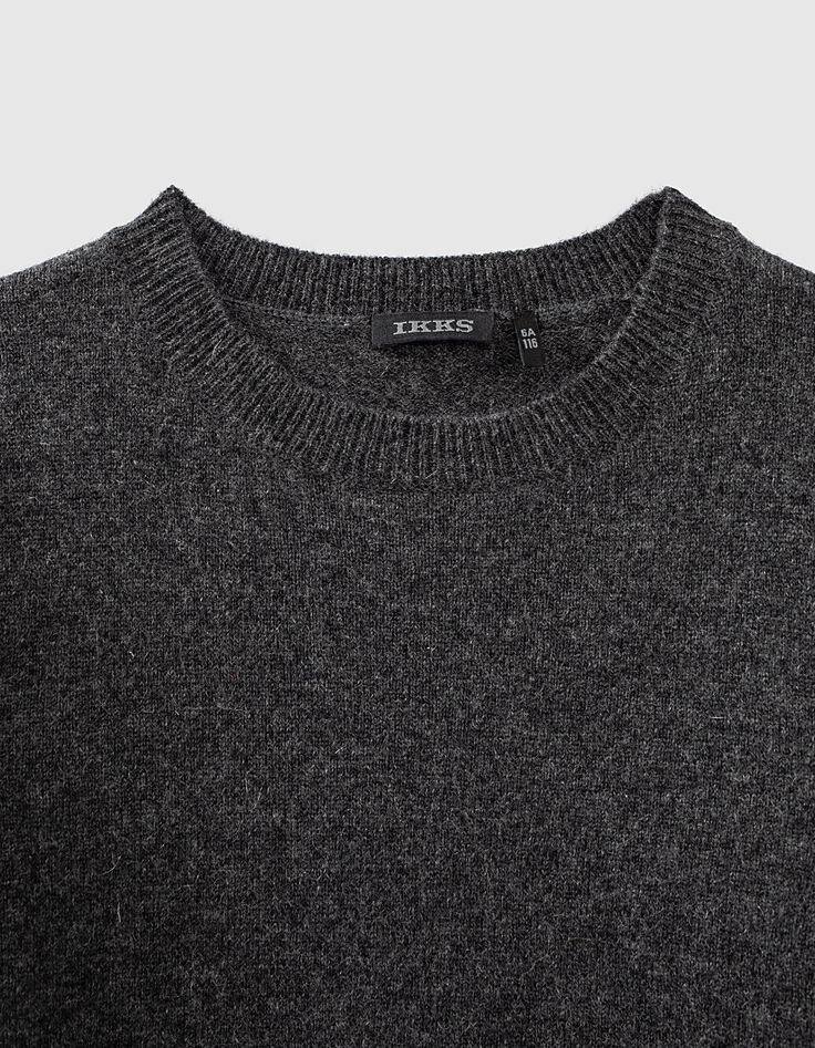 Anthrazitgrau melierter Jungenpullover aus 100&nbsp;% Kaschmir -4