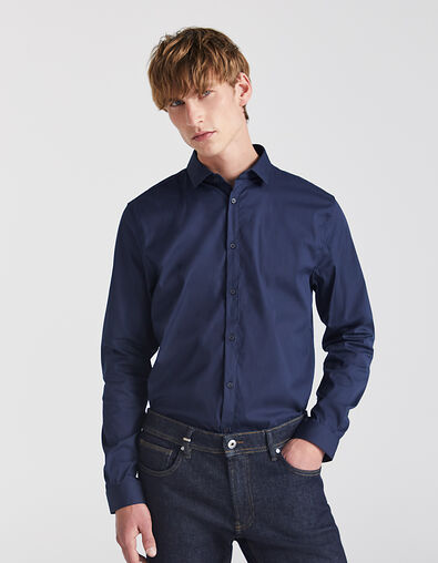 Camisa SLIM azul marino Hombre - IKKS