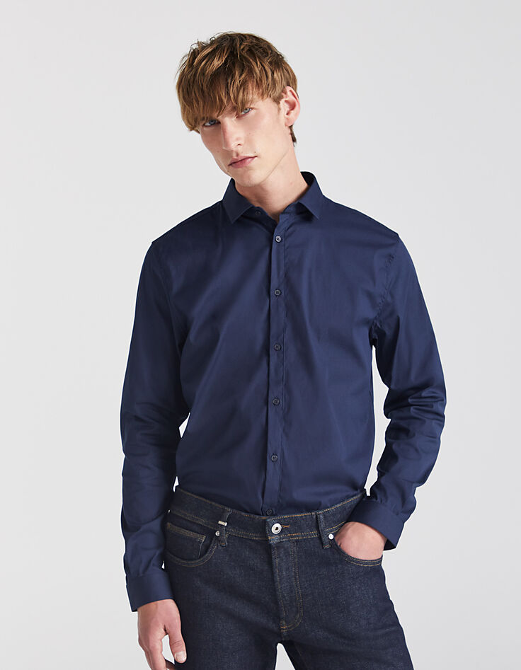 Camisa SLIM azul marino Hombre-1