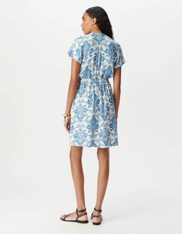 Robe LENZING™ ECOVERO™ imprimé faïence bleu Femme-2