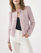Chaqueta cuadrada tweed fantasía rosa mujer-1
