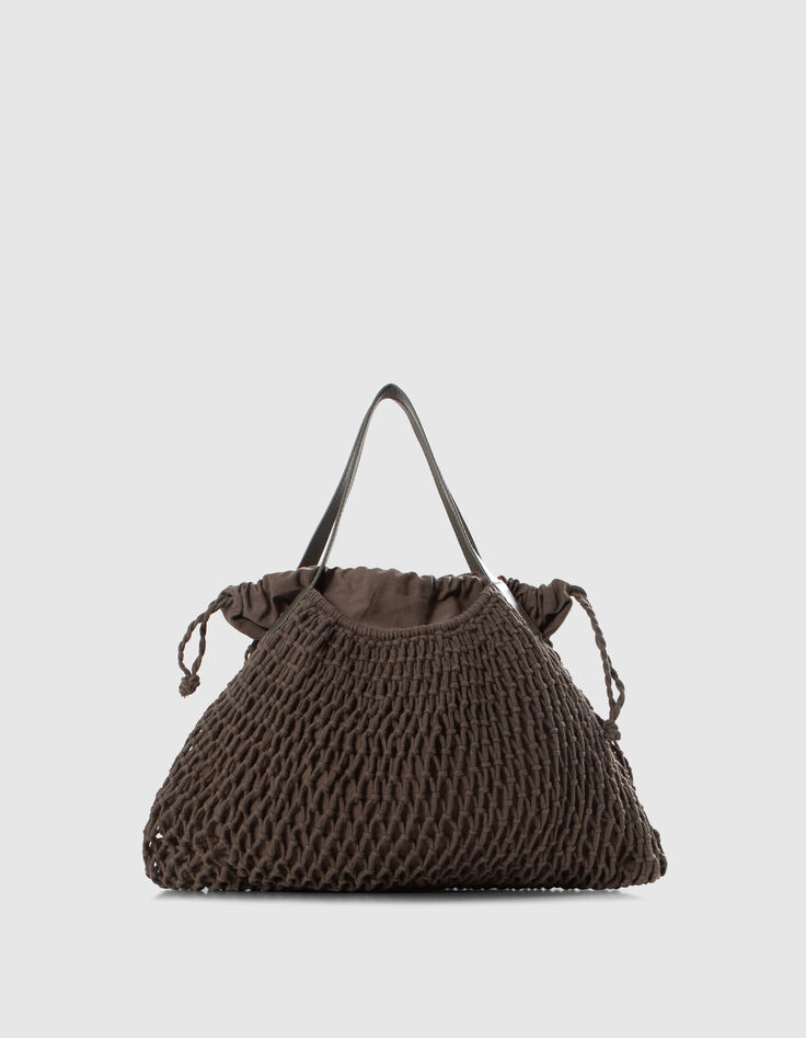 Tote Bag kaki maille filet doublée Femme-1