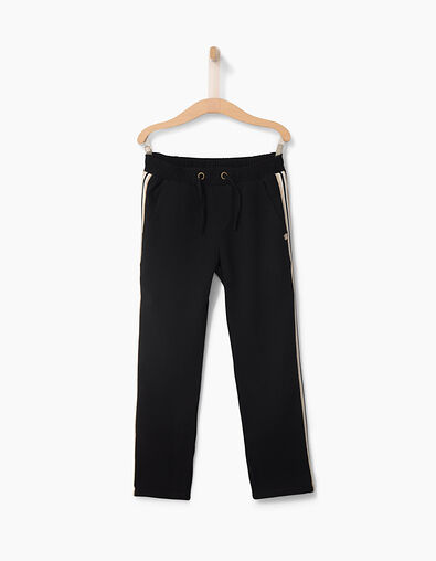 Pantalon noir à bandes latérales à rayures fille - IKKS