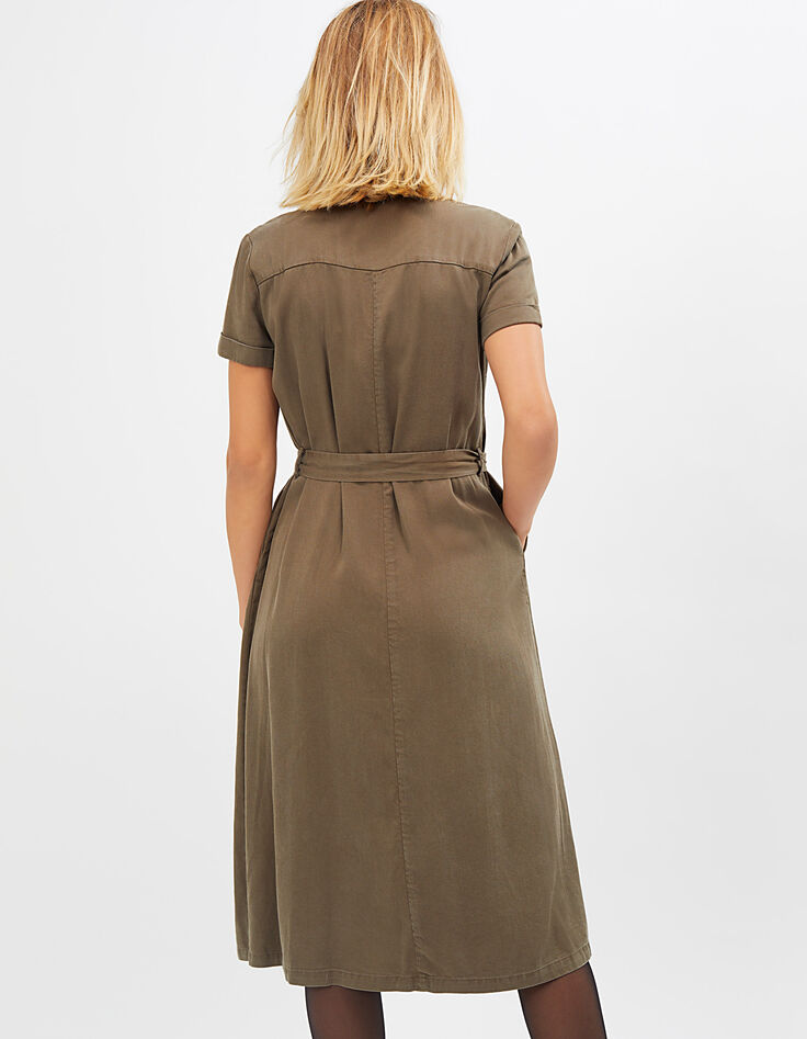 I.Code khaki mid-length safari dress-4