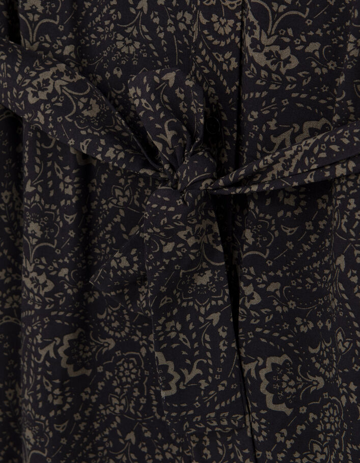 Khaki Damenkleid mit Paisley-Blumenprint - IKKS