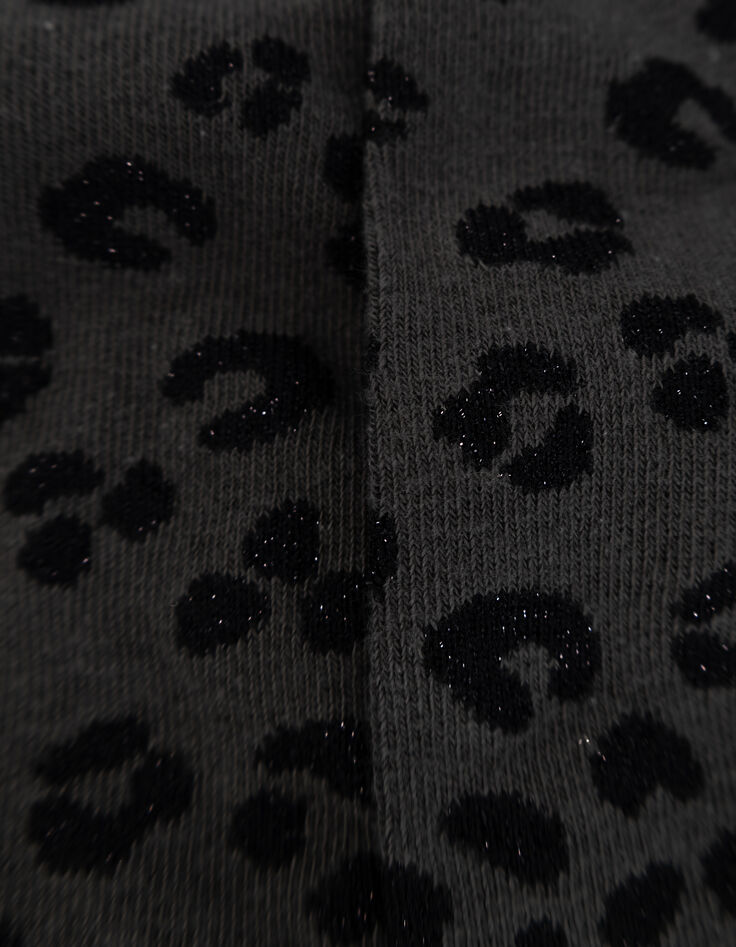 Leotardos caquis punto estampado leopardo lúrex niña-6
