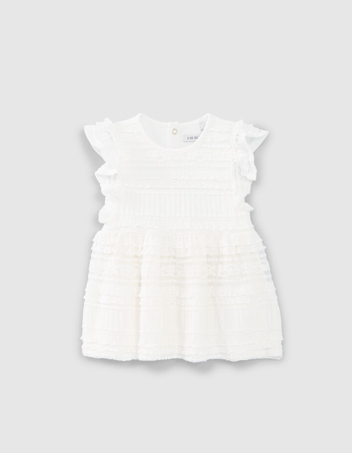 Girls’ off-white occasion dress with lace - IKKS