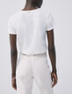 Gebroken wit T-shirt met hart- en tekstopdruk Dames-3