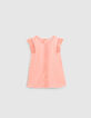 Girls’ peach dress with lace braid-1