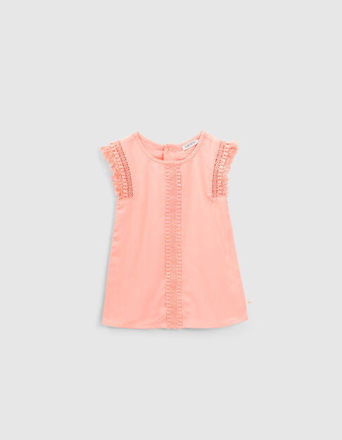 Girls’ peach dress with lace braid - IKKS