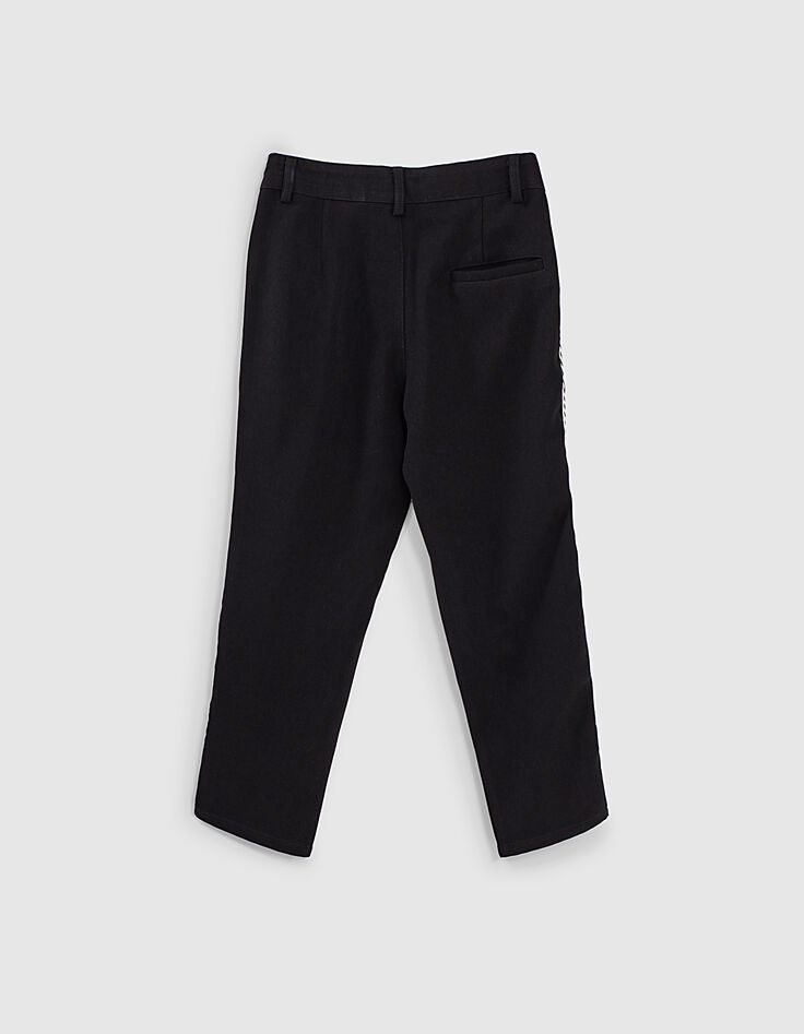 Pantalón negro con cordón lateral bordado niña-4 Pantalón negro con cordón lateral bordado niña-4