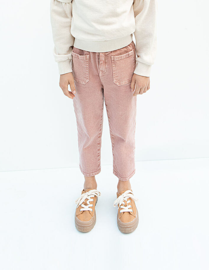 Paper bag jeans dusty rose meisjes-2