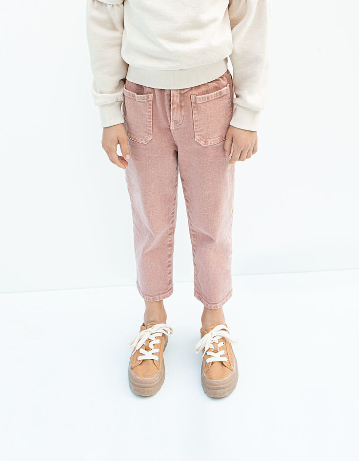 Mädchen-Jeans im Paper-Bag-Fit in Dusty Rose -2