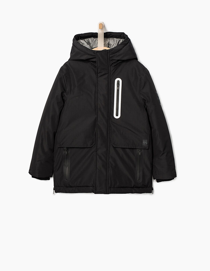 Parka noire chaude et waterproof garçon-2