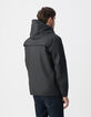 Schwarze Herrenjacke aus Gumminylon mit Kapuze-4