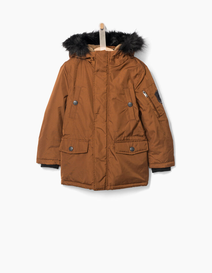 Parka cognac à parmenture matelassée garçon-2