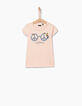 Camiseta rosa empolvado gafas Peace & Love niña-1