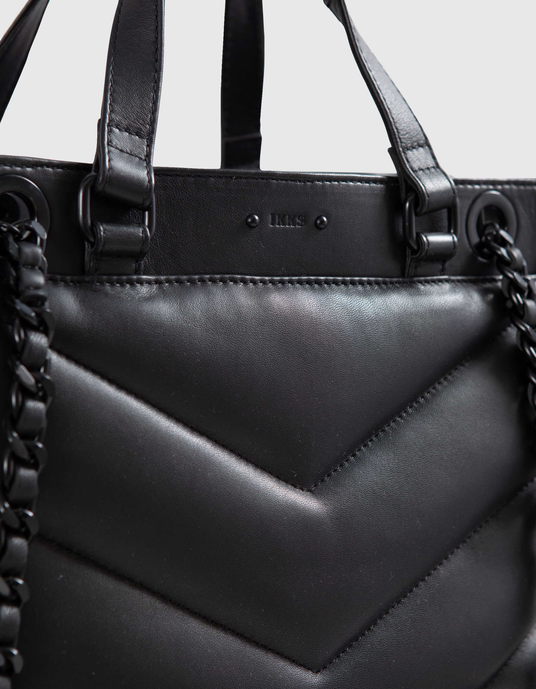 Women s black leather THE 1440 PUFFY tote bag IKKS